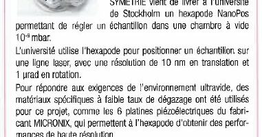 Gazette du Vide NanoPos hexapode UHV